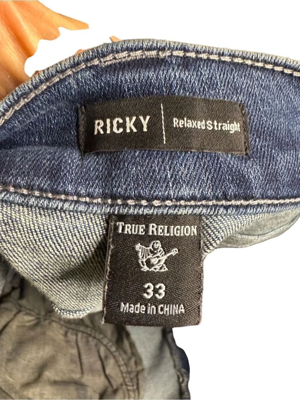 True Religion Men's Ricky Dark Blue Relaxed Straight Fit Denim Jeans Sz 33 READ